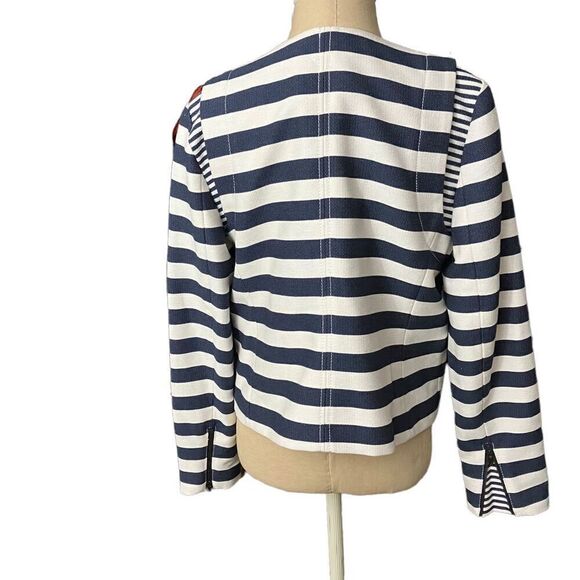 Banana Republic - Moto Jacket- Navy/White Striped / SZ: 8 NWT - Picture 2 of 11